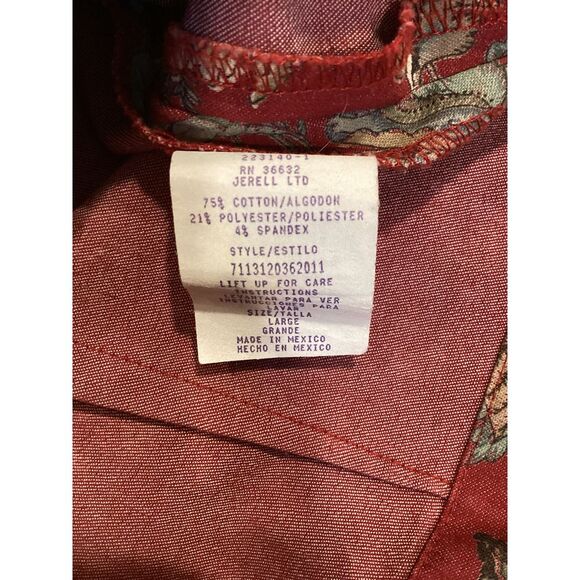 Vintage Signature by Jerrell button front shirt, floral print, size large - Picture 9 of 10